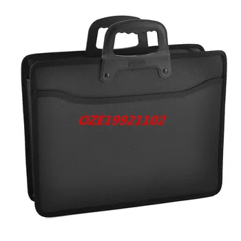 

1PCS Black Textured 4 Pockets Zip Closure File Document Paper Holder Bag
