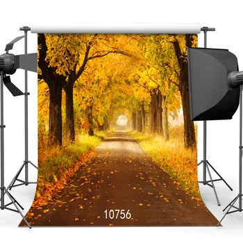 

SJOLOON autumn photography background fall leaves and road photography backdrops lover photo background photo studio vinyl prop