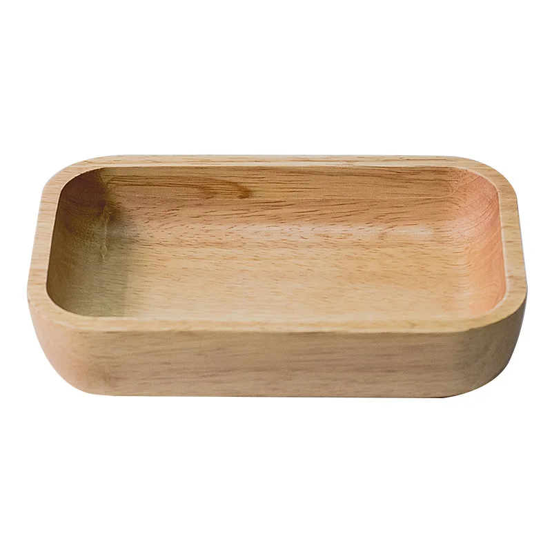 Прямоугольная форма утолщенная Салатница из цельного дерева тарелка фруктовое блюдо, тарелка чайный поднос десертный ужин хлеб деревянные тарелки