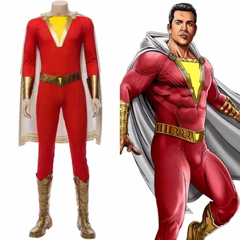 

LED Light DC Shazam Costume Cosplay Billy Batson Outfit Jumpsuit Superhero Adult Kids Halloween Carnival Costume Custom