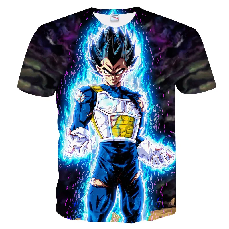 Супер Saiyan 3D футболка аниме Dragon Ball Z Goku летние модные футболки для мужчин/мальчиков мастер Вегета печати одежда мультфильм футболка