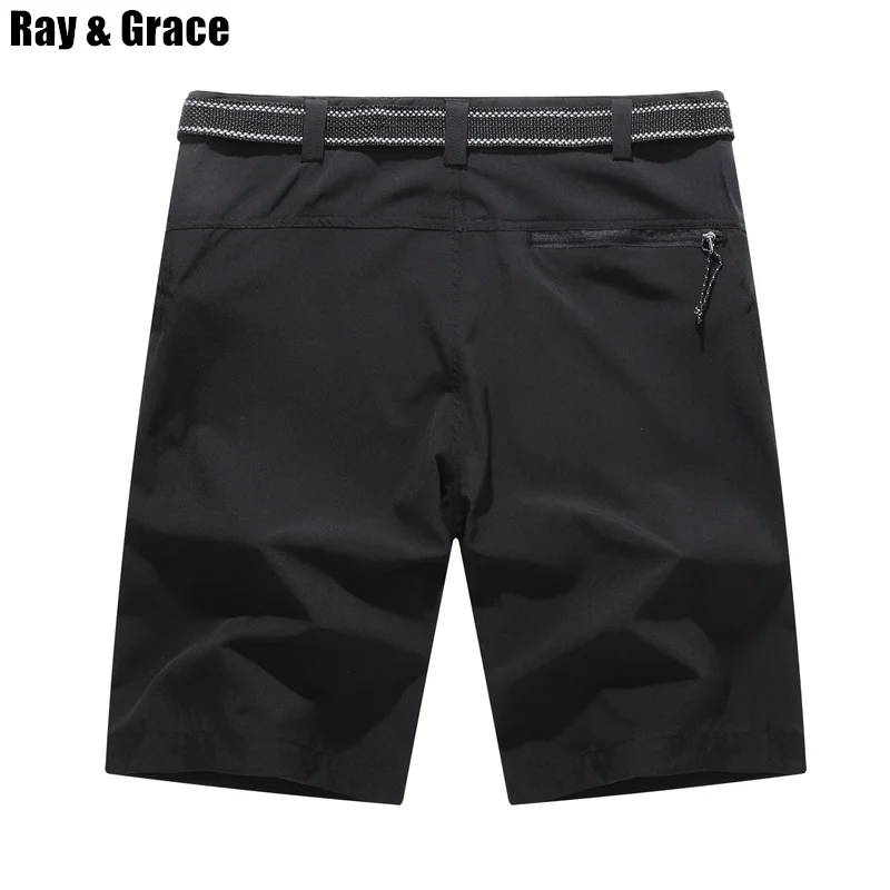 RAY GRACE, летние шорты, мужские, для улицы, быстросохнущие, легкие, короткие штаны, на молнии, с карманами, для пеших прогулок, рыбалки, треккинга, ремень для шортов, мужские