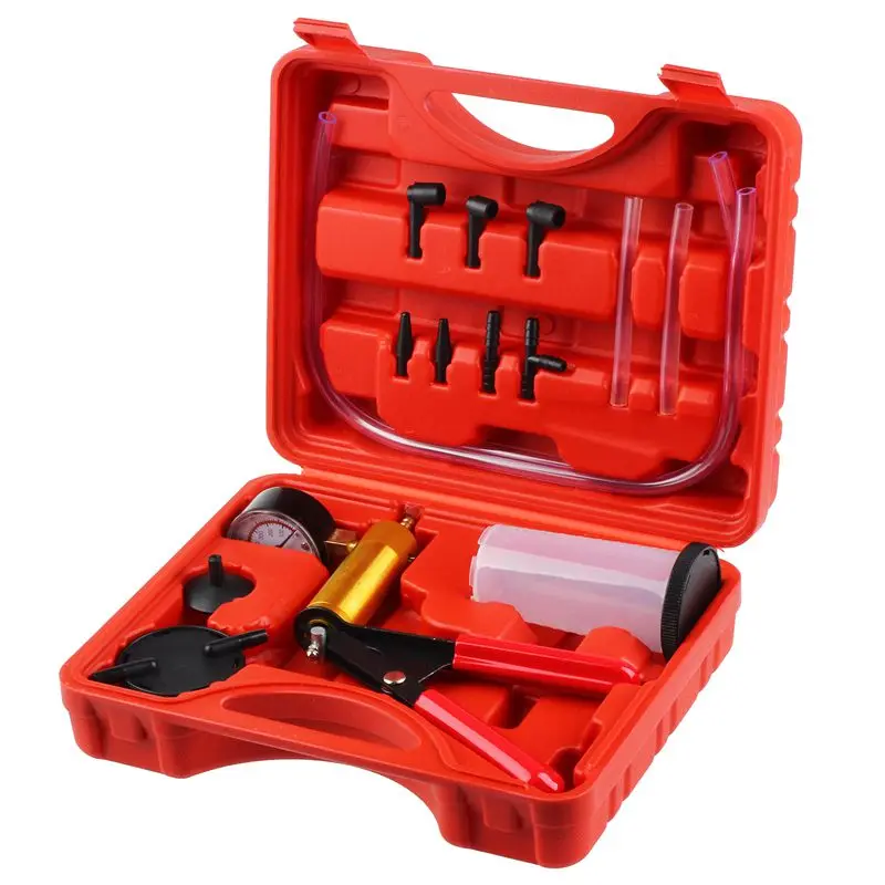HAND VACUUM PUMP HELD BRAKE BLEEDER TESTER SET BLEED CAR MOTORBIKE