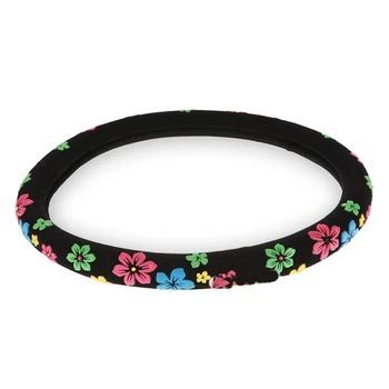 

AUTO -Flannelette Steering Wheel Cover with Multicolor Flowers