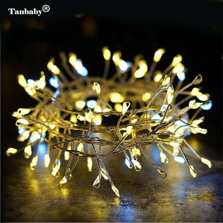 Tanbaby фейерверк светодио дный Строка Light 2 м 400 светодио дный водонепроницаемый медный провод строка веревка для патио Главная Свадебный
