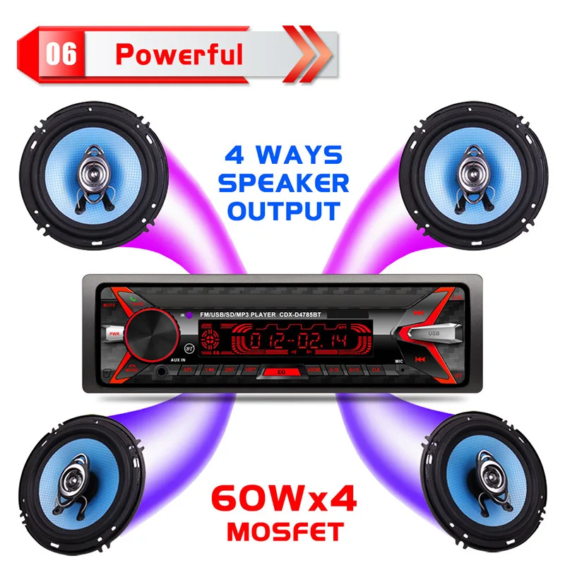 Car Radio Vehicular Power Supply Colorful Detachable Plug-in Card MP3 Machine Single Disk U Display | Автомобили и мотоциклы