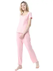 Для женщин из 2 предметов пижама ночная рубашка уютный мягкий модал пижамы синий черный PinkPyjamas для Для женщин домашняя одежда Нижнее белье
