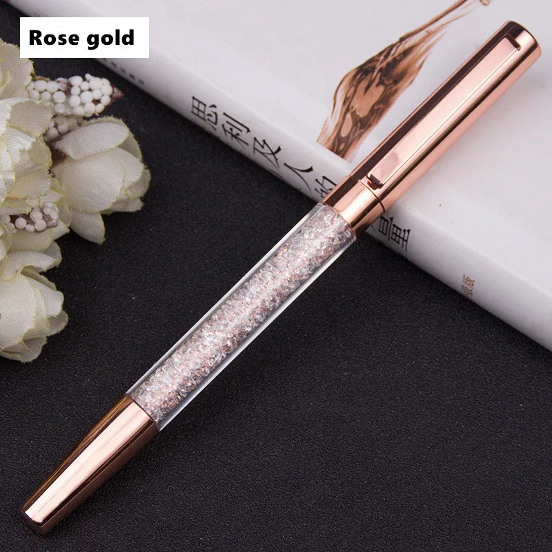 Модная металлическая ручка с кристаллами и бриллиантами, ручка для студентов и школьников, подарочная ручка - Цвет: Rose gold