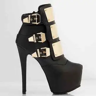 

Carpaton Spring Fall Custom Style super high heel boots women's round toe side zipper metal decoration fine heel booties black