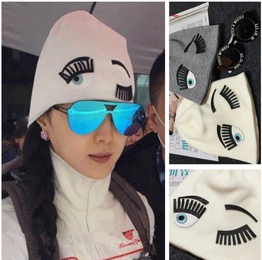 

Free Shipping!2015 New Arrival Knitted Hats Fashion Crocheted Caps Cartoon Eyes eyelash Beanies  Hats And Caps