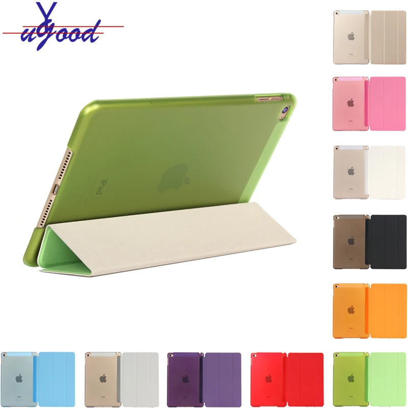 

Slim Smart Case for iPad mini 5 mini4, mini 1/2/3 Tri-Fold Stand PU Leather+ Transparent PC Hard Back Cover With Auto Sleep/Wake