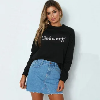 

2019 latest Thank U, Next Arianna song in the collar long-sleeved sweatshirt art design font popular cool style
