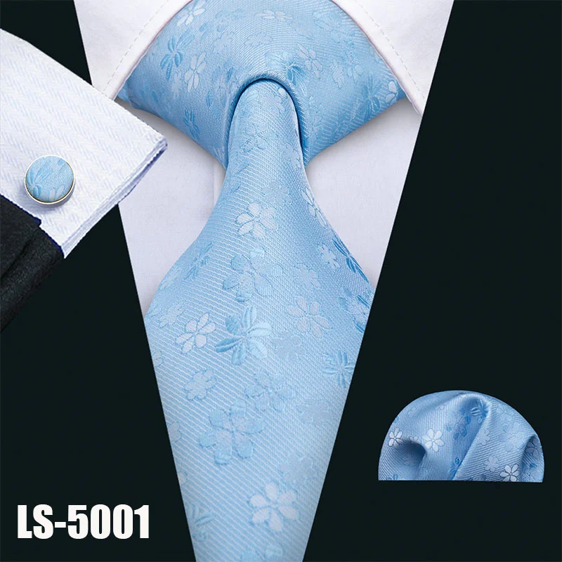 LS5001 LS-822, мужской галстук, черный, Пейсли, шелк, классический, Barry. Wang, галстук, Hanky, запонки, набор для мужчин, официальный, Свадебный, для вечеринки, для жениха - Цвет: LS5001