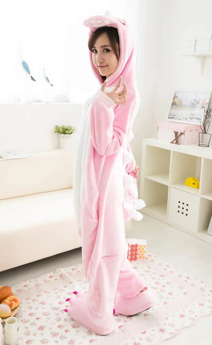 Newest Design Adult Animal Anime Pink Dinosaur Cosplay Costume Onesie