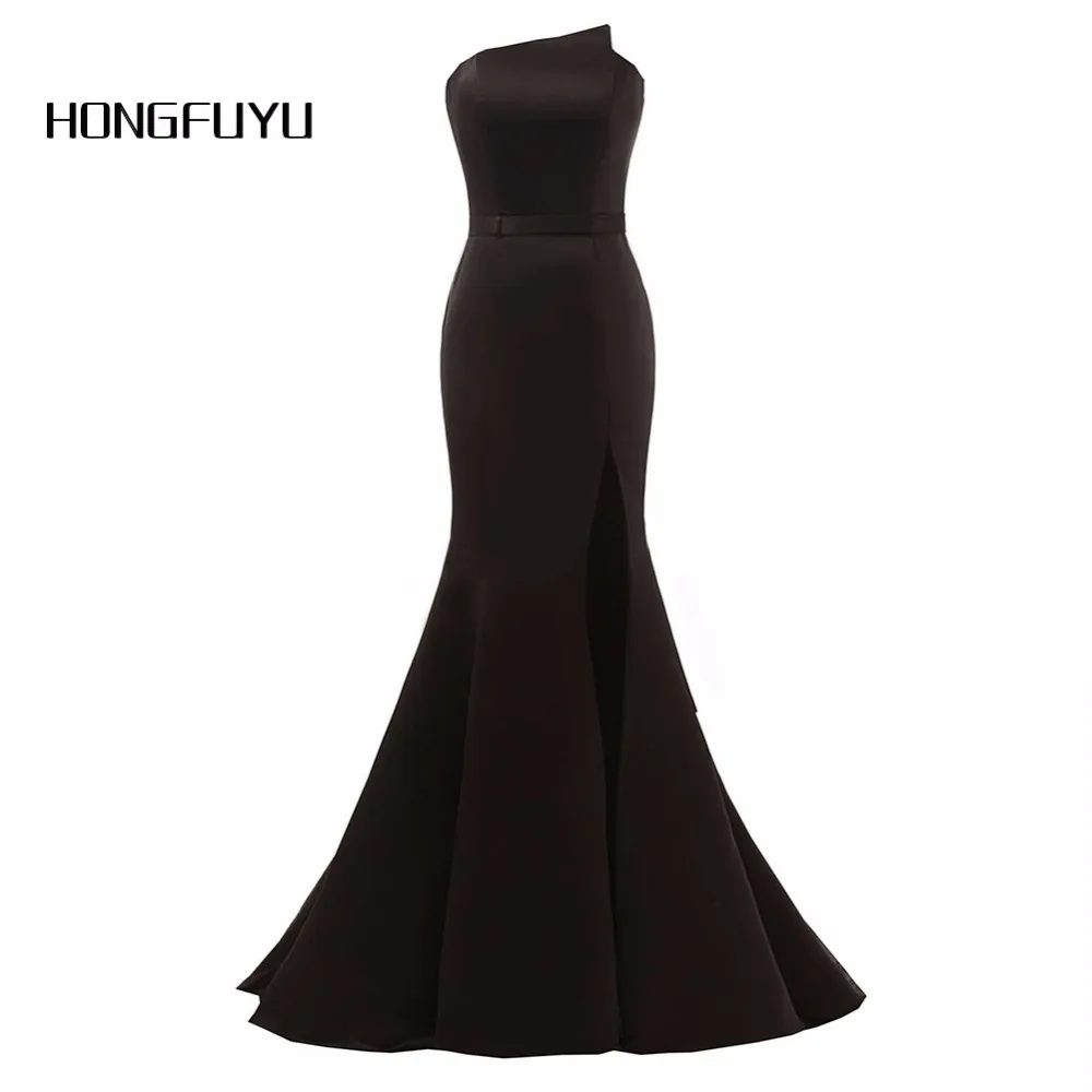 Vestido-De-Vesta-2016-New-Arrival-Formal-Dresses-Mermaid-Black-Satin-Floor-Length-Evening-Dress-Party