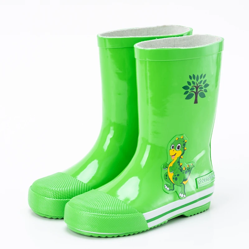 Детская непромокаемая обувь с рисунком динозавра; Boys'Rain сапоги; детская Водонепроницаемая Резиновая обувь; детская скользящая обувь