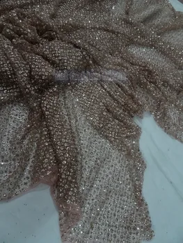 

shining sat-42085 glued glitter sequins lace fabric african tulle mesh fabric for wedding dress/evening dress