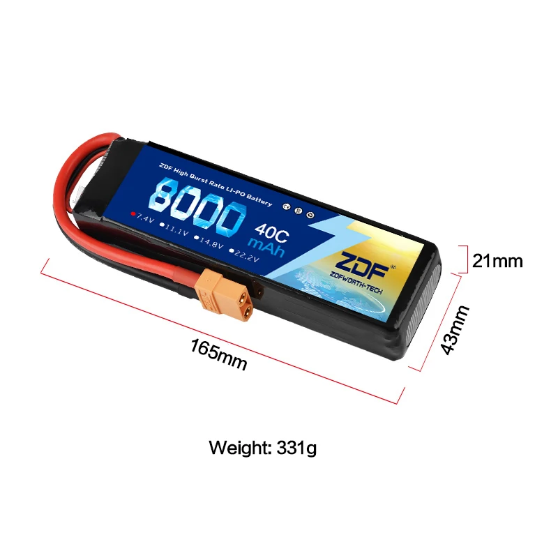 ZDF Lipo аккумулятор 2S 8000mAh 7,4 V аккумулятор 40C max 80C Аккумулятор для TRAXXAS SUMMIT E-REVO 1/7 Неограниченный поток HPI