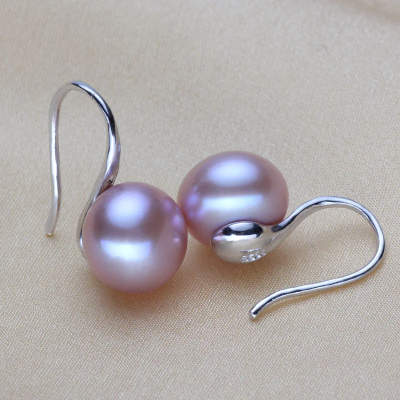 Модные высококачественные жемчужные серьги, блестящая жемчужина, Классические серебряные серьги 925 для женщин, вечерние свадебные серьги - Цвет камня: purple pearl earring