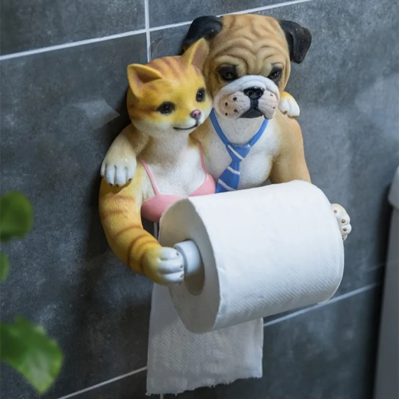 Милый Кот, собака, креативная бумажная вешалка для полотенец, настенный домашний рулон, бумажная коробка для ванной комнаты, водонепроницаемый держатель для туалетной бумаги R2034