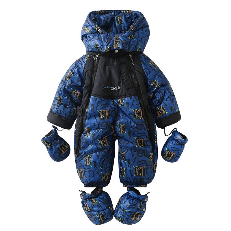 Baby girl boy Rompers Winter One-piece Suit Infant Warm Hooded Jumpsuit Coverall For Newborn  baby Outerwear For 0-24M