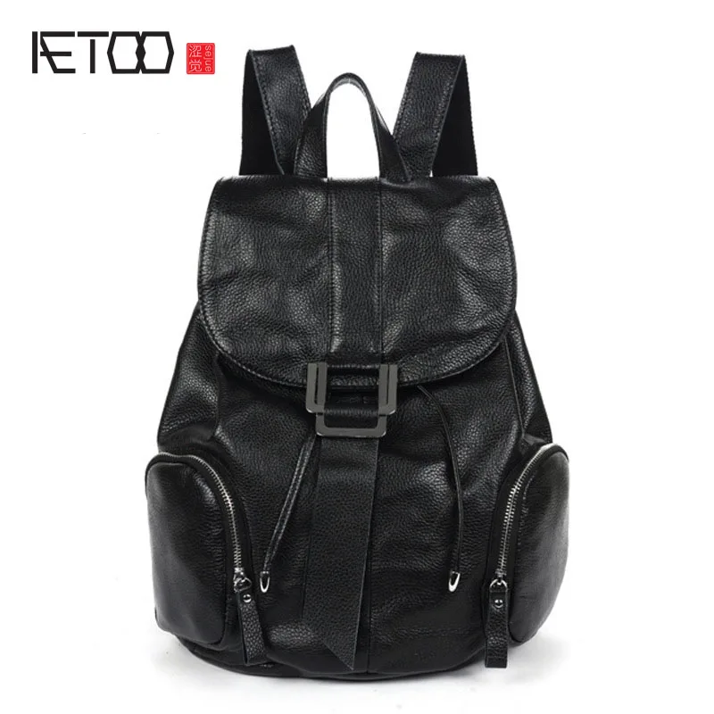 AETOO 2017 new winter retro College Wind shoulder bag genuine leather backpack leisure travel bag women