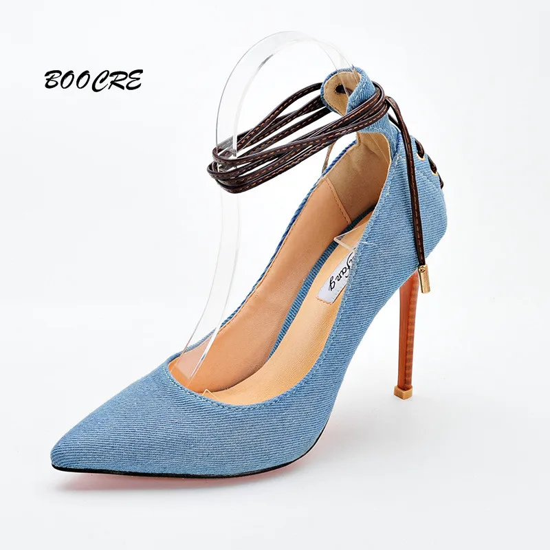 33 43 Femmes Pompes Bleu Jean Haute Talon Chaussures Femme ...