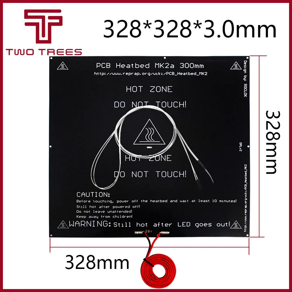 MK2A 300*300*3,0 мм RepRap RAMPS 1,4 PCB алюминиевая нагревательная пластина для Mendel для 3d принтера MK2B 328*328*3,0 мм