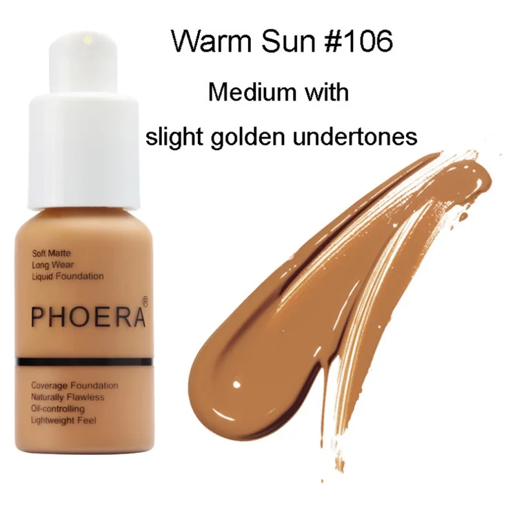 106 Phoera Perfect beauty 30 мл основа для лица Жидкая Основа Мягкая матовая длинная одежда контроль масла маскирующий тональный крем женский макияж - Цвет: 106