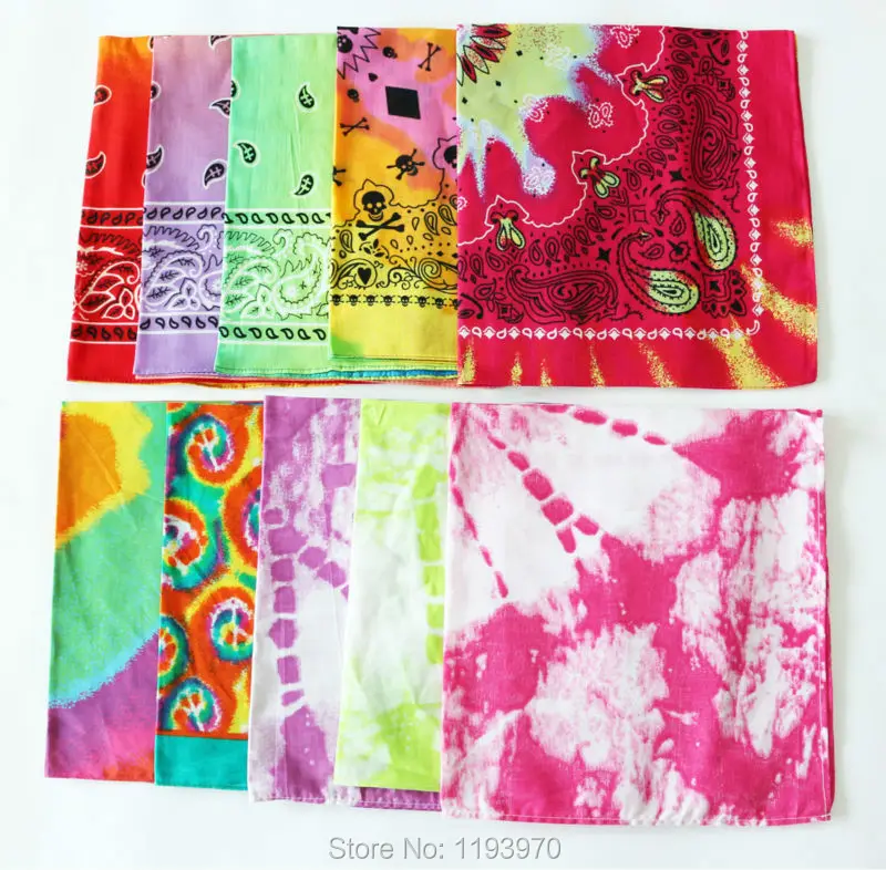 

Cotton Colourfull Paisley Skull Tie-Dye Bandanas Square Ladies Headscarf Women Neckerchief Handkerchief SUJASANMY TJ9024