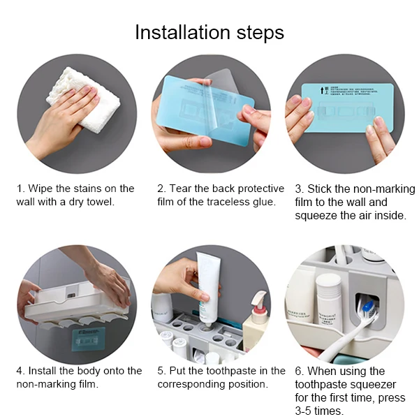 Large Capacity Toothbrush Holder Wall Mount Storage Rack with Automatic Toothpaste Dispenser#2