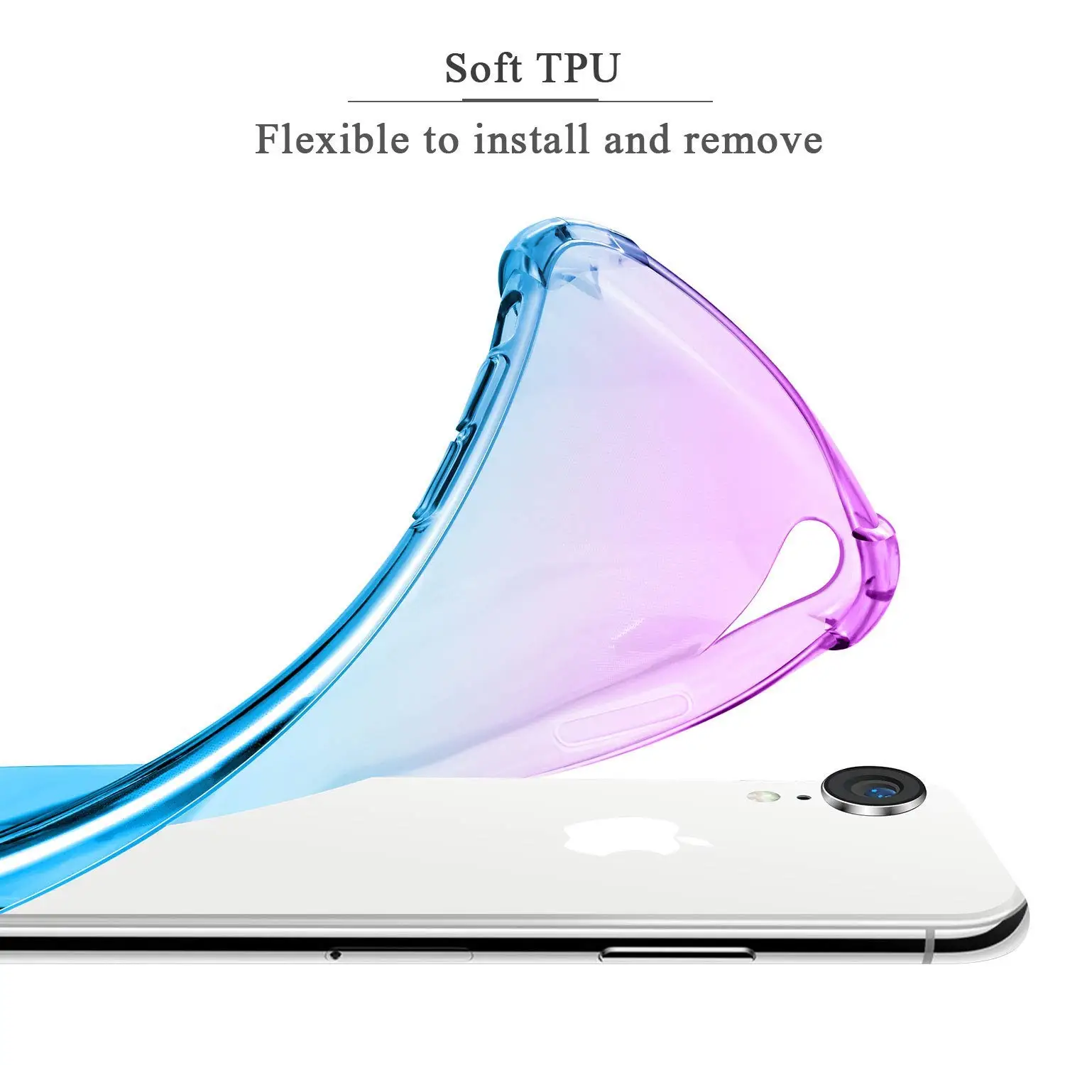 Чехол для iPhone XS X 8, прозрачный, милый, градиентный, тонкий, не царапающийся, TPU, чехол для телефона, усиленный, с углами, противоударный, защитный чехол