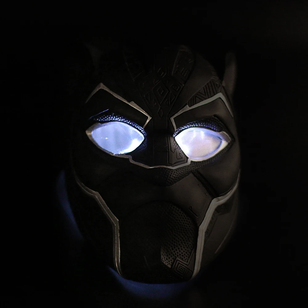 2018 New Black Panther LED Helmet Cosplay T'Challa Mask Halloween Party Helmet  (7)