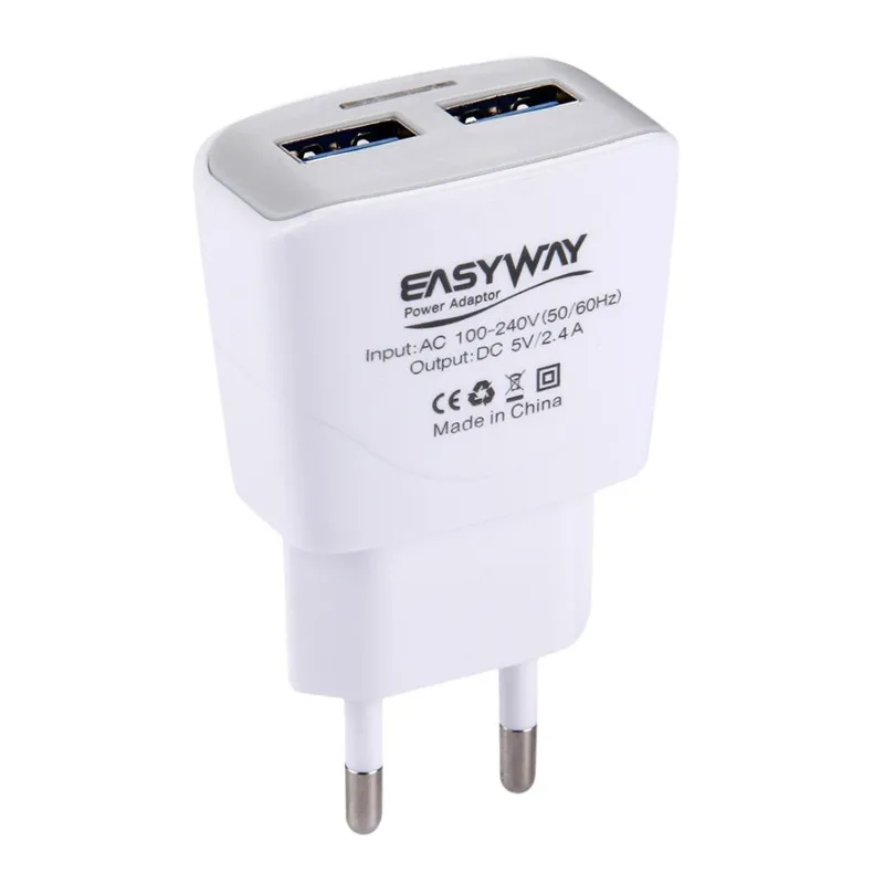 Штепсельная Вилка европейского стандарта 5В 2.4A 2USB на выходе адаптер зарядного