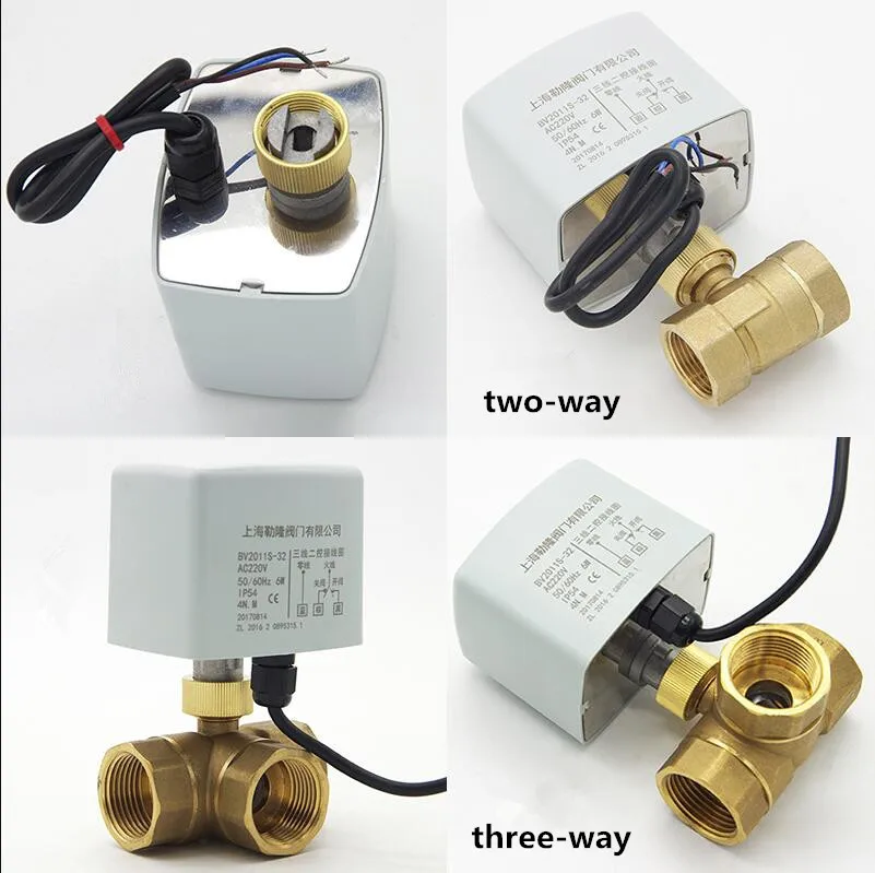 2 way 3 way Латунь Электрический моторизованный шаровой клапан трехпроводной двух-управление трехпроводной единый контроль T клапан из нержавеющей стали AC220V