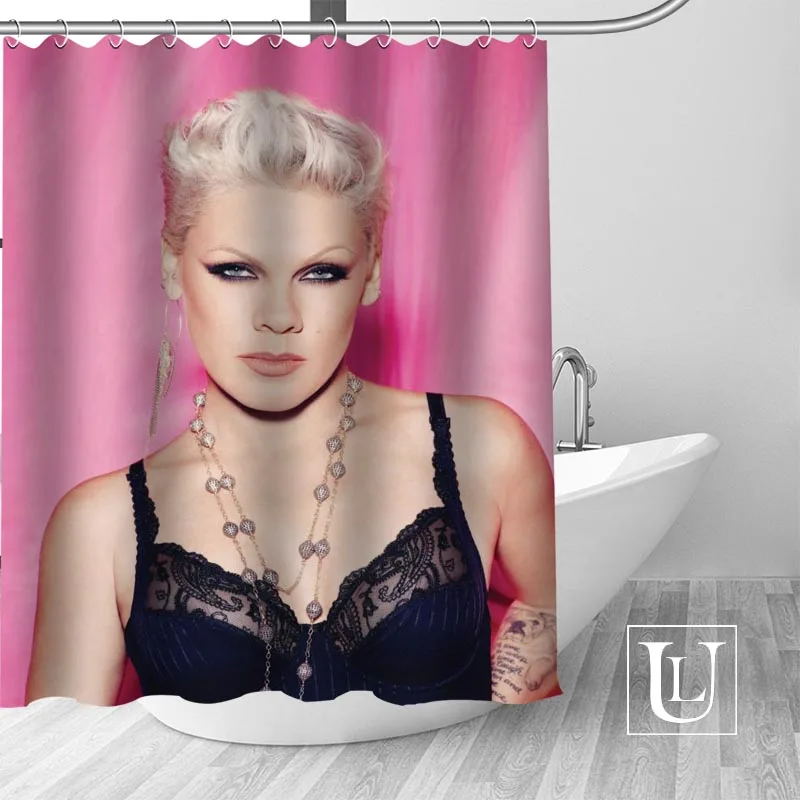 Большая распродажа заказ P! NK Розовая Занавеска с крючками для ванны водонепроницаемый из полиэстера ткань DIY ваша занавеска для душа - Цвет: 7