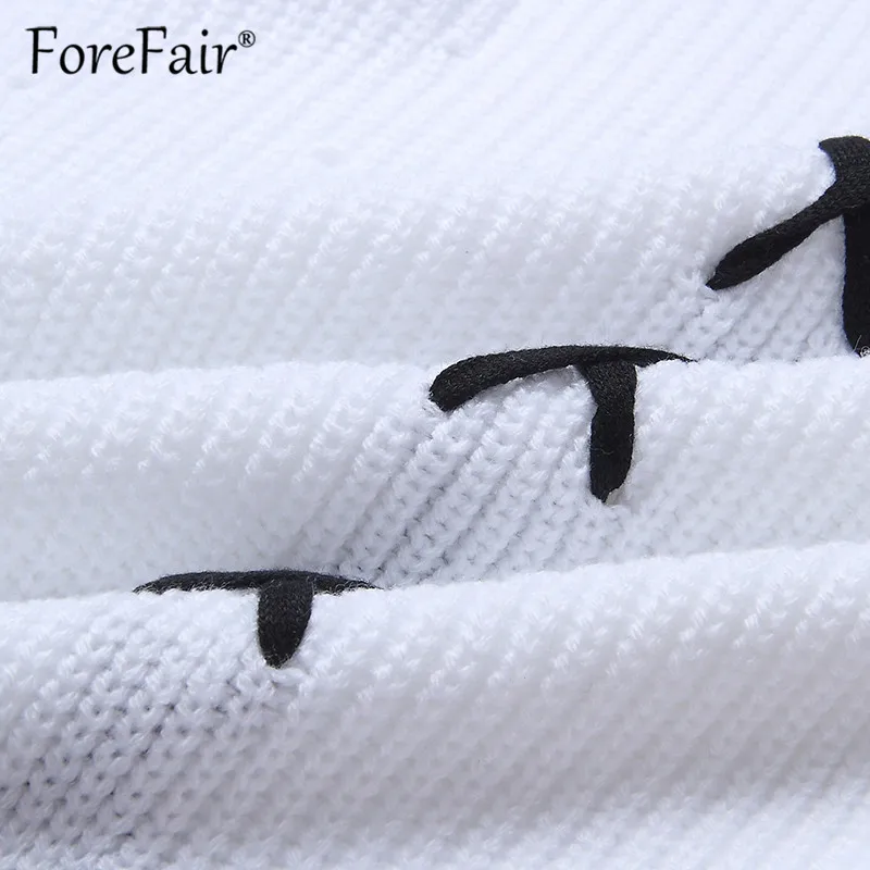 Forefair Casual Loose White Knitted Sweater 2018 Women Autumn Long Sleeve Pullovers Lace-up Oversize Tops Sweaters Sweaters