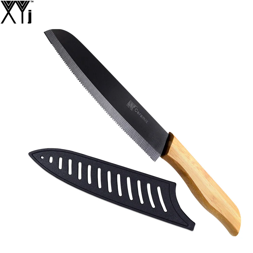 Top Quality Ceramic Knife XYJ Brand 6 Inch Serrated Bread Knife Black
