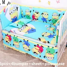 Промо-акция! 6 шт. Комплект постельного белья для малышей Детская кроватка из чистого хлопка, включает в себя(бамперы+ простыни+ наволочки