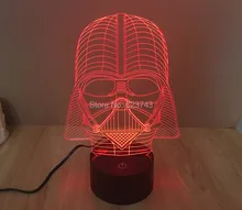 Бесплатная доставка 1 шт. 3D из светодиодов настроение лампы накаливания освещение 3D звездные войны дарт вейдер из светодиодов немного диммирования ночник праздник света
