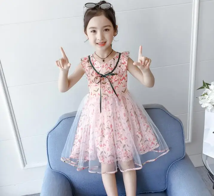 

Girls'Dresses Summer Dresses 2019 New Foreign Children's Dresses Summer and Korean Edition Children's Chiffon Princess DressesY1