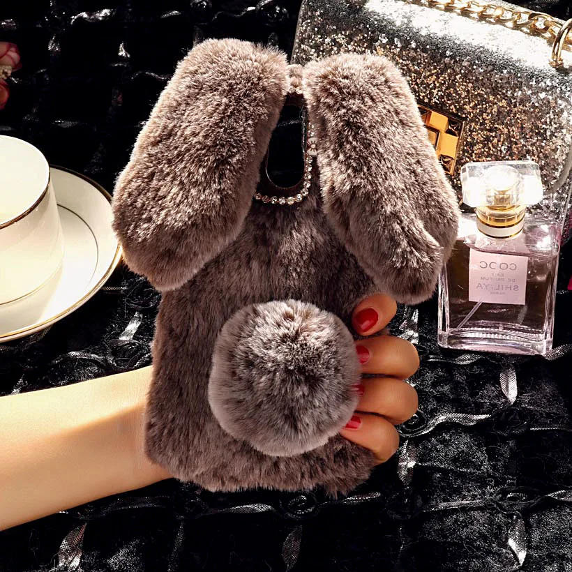 

Luxury Rabbit Fur Cases For Ulefone Power 3S 3 5 5S 2 S8 S7 Pro Case Coque For Ulefone Gemini Pro Mix 2 Metal Cute Furry Cover