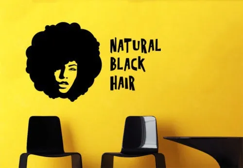 Beauty Salon Vinyl Wall Decal Natural Black African Woman Hair