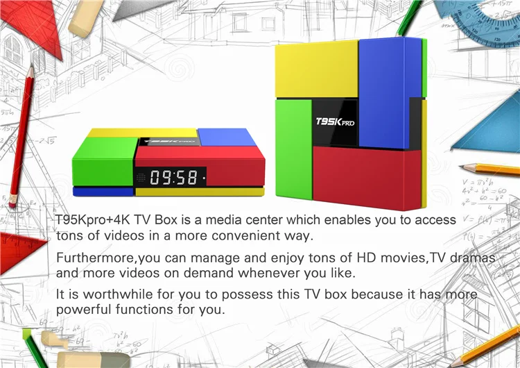 Amlogic S912 T95K PRO Smart ТВ коробке 2 г 16 г Android 7,1 Octa Core cortex-A53 WI-FI KD 4 К h.265 VP9 HD2.0 Декодер каналов кабельного телевидения