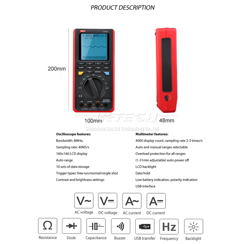 UNI-T UT81C UT81B цифровой осциллограф волновой мультиметр Ручной AC DC Вольт Ампер Сопротивление Емкость Частотомер