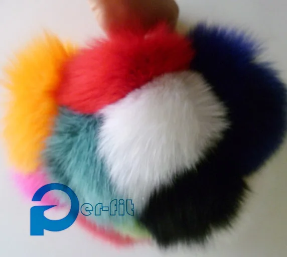 

Fox fur pompom ball D11cm soft fox fur ball charm straps fur pom free ship 35pcs/lot mixed colors