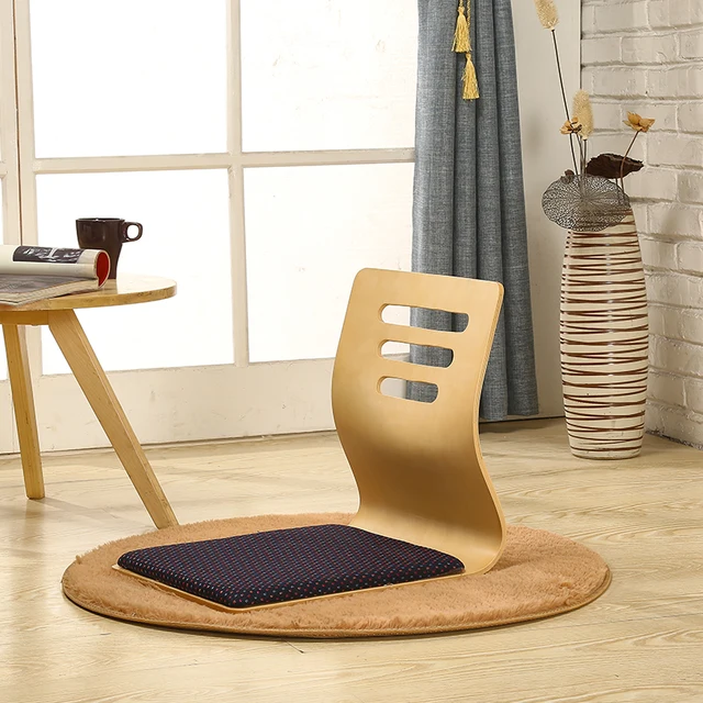 Special Price (4pcs/lot)Modern Japanese Zaisu Chair Wooden Oriental Furniture Living Room Tatami Floor Legless Wood Chair For Restaurant Cafe