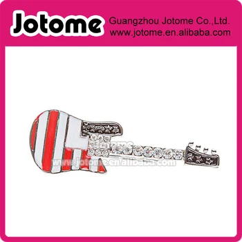 

2.5 W x 0.75 L inch Patriotic American Flag Crystal Rhinestone Guitar brooch