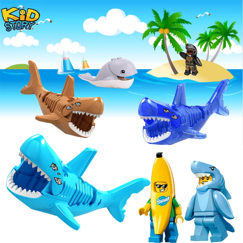 Duplos Animal Sets Shark Kaygoo Ghost Zombie Buzz Lightyear Legoingly Building Mini Bricks Action Figures Children Toys gift YF