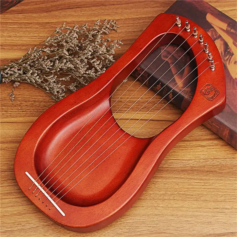 7-гирлянды красного дерева Лира Арфы с сумкой для переноски струны и тюнинговые инструменты EQ деревянный Арфы музыкальный Струнные инструменты